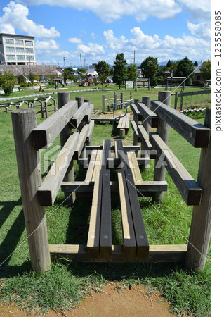 運動兒童公園的遊樂場設備 123558085
