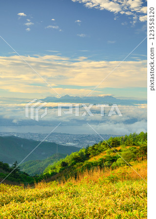 Lake Suwa, the Southern Alps, and the sea of clouds [taken from Takabocchi Plateau] 123558120