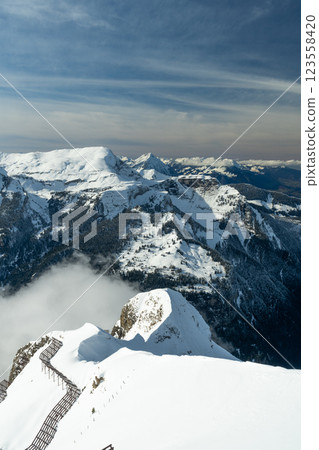 Anti-Avalanche Structures, Snow Bridges on Mannlichen Mountain. Switzerland 123558420