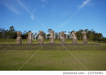 Moai of Ahu Akivi on Easter Island 123558461