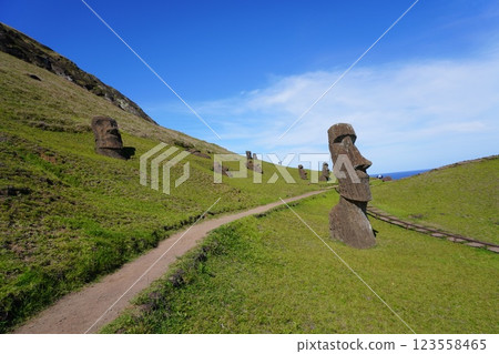 復活節島拉諾拉拉拉庫的摩艾石像 復活節島拉諾拉拉拉庫的摩艾石像 123558465