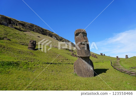 復活節島拉諾拉拉拉庫的摩艾石像 123558466