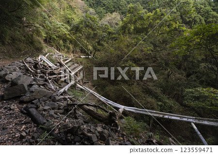 Road closed due to landslide Road closed due to landslide 123559471