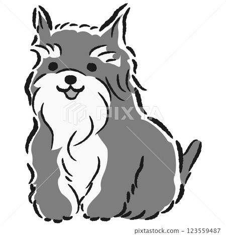 一隻坐著的狗的手繪插圖 123559487