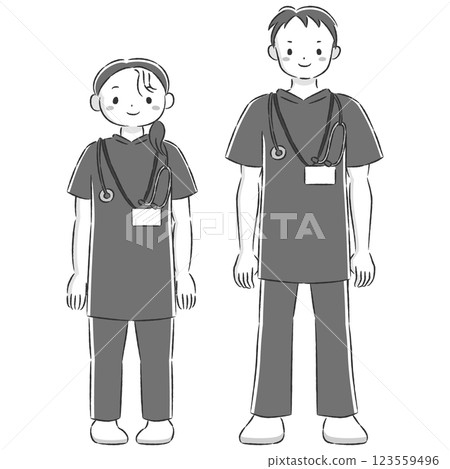醫療行業男性和女性的插圖集 醫療行業男性和女性的插圖集 123559496