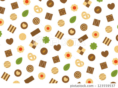 Illustration of cookie patterns such as hearts and riffle_white 123559537