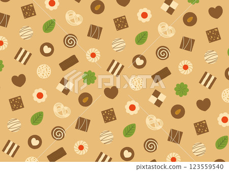 Illustration of cookie patterns such as hearts and riff-o'-fro_brown Illustration of cookie patterns such as hearts and riff-o'-fro_brown 123559540