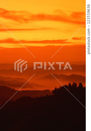 Dawn landscape seen from the top of the mountain Dawn landscape seen from the top of the mountain 123559636