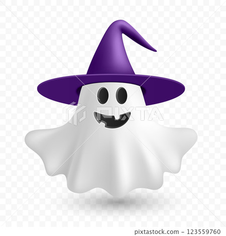 Vector 3d Realistic Happy Ghost in Witch Hat. Spooky Halloween Ghost, Cute Floating Spirit. Funny Cartoon Ghost, Isolated. Scary Character Illustration. Halloween Clipart, Smiling Ghost Vector Art Vector 3d Realistic Happy Ghost in Witch Hat. Spooky Halloween Ghost, Cute Floating Spirit. Funny Cartoon Ghost, Isolated. Scary Character Illustration. Halloween Clipart, Smiling Ghost Vector Art 123559760