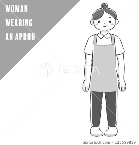 手繪插畫：一位身穿圍裙的微笑女子 123559859