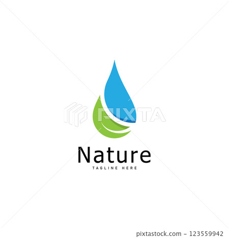 nature logo vector illustration  leaf water drop logo template icon 123559942