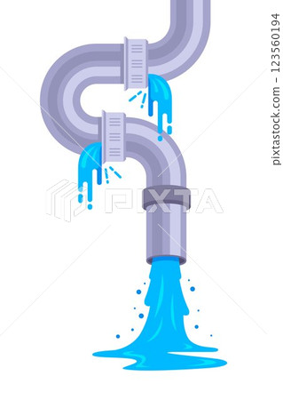 water pours out of a metal pipe. water pours out of a metal pipe. 123560194
