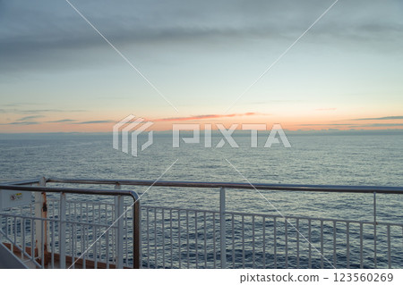 [Sunflower - Sunrise from the Furano bound for Tomakomai - Sky background and sky composite material] 123560269