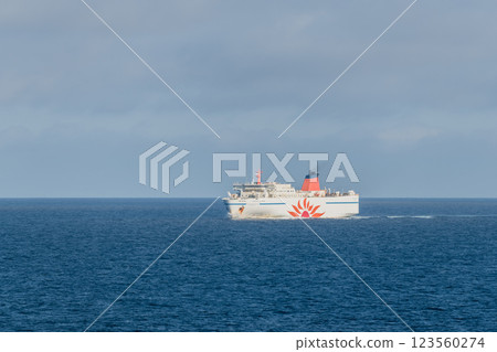[Sunflower Furano bound for Tomakomai and Sunflower Daisetsu bound for Oarai meet and leave, off the coast of Iwate Prefecture] 123560274