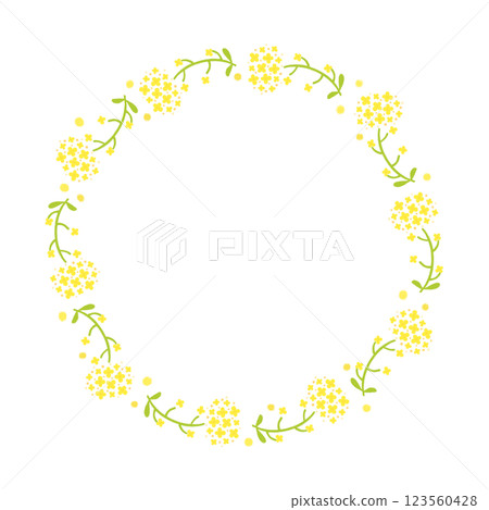 Watercolor rape blossom background frame illustration 123560428
