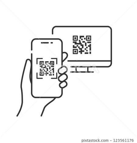 QR code scanning icon Smartphone QR payment, login, authentication, information acquisition 123561176