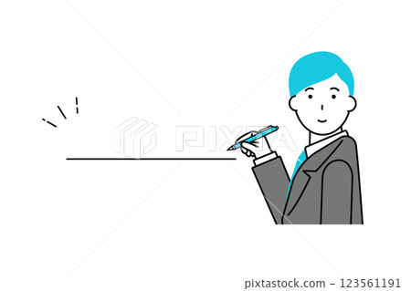 一名身穿西裝、手拿原子筆並劃線的男子的插圖 123561191