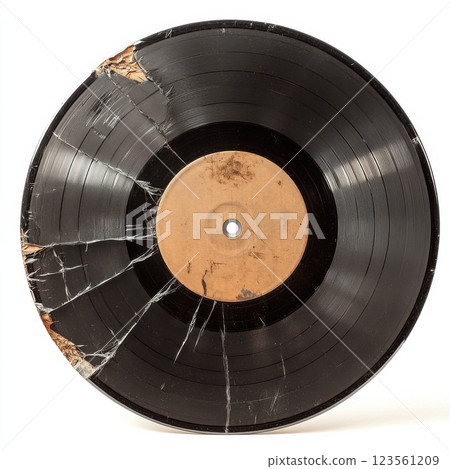 Damaged Vinyl Record Isolated on White Background for Music Lovers Damaged Vinyl Record Isolated on White Background for Music Lovers 123561209
