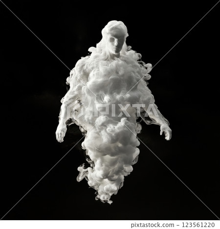 Ethereal White Cloud Expands Gently in a Fading Atmosphere Ethereal White Cloud Expands Gently in a Fading Atmosphere 123561220