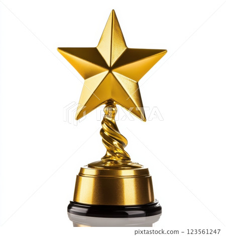 Radiant Golden Star Award on Smooth Black Base for Recognition 123561247