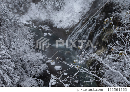 Shirahige Waterfall in winter 123561263