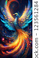 Abstract bird with swirling flames and smoke 123561284