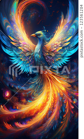 Abstract bird with swirling flames and smoke Abstract bird with swirling flames and smoke 123561284