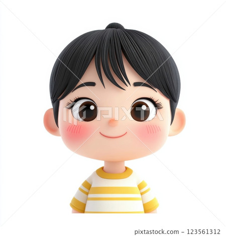 Cute Cartoon Character with Puffed Cheeks and Big Bright Eyes Cute Cartoon Character with Puffed Cheeks and Big Bright Eyes 123561312