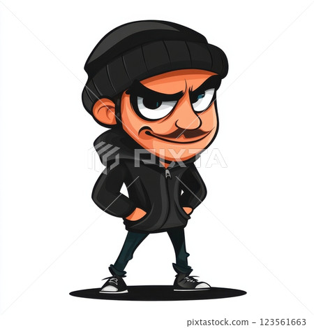 Cartoon Burglar Character Isolated on White Background 123561663