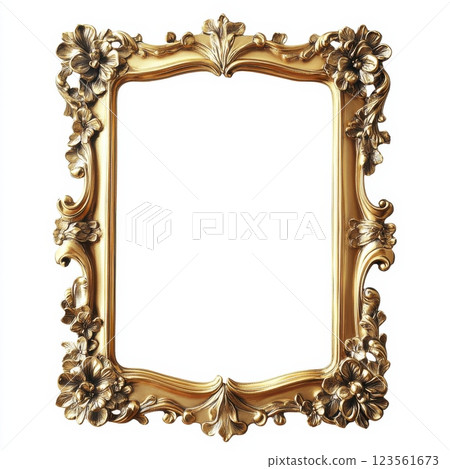 Classic Ornate Gold Frame with Floral Design for Elegant Presentations Classic Ornate Gold Frame with Floral Design for Elegant Presentations 123561673