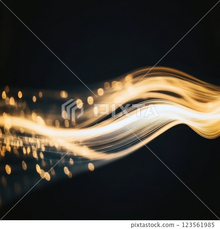 Glowing Thread of Light Curving Gently in a Dark Background Glowing Thread of Light Curving Gently in a Dark Background 123561985