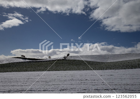 美瑛山上的第一場雪 123562055