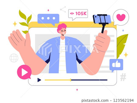 Content Creation Vector Illustration featuring Digital Marketing Copywriting, Social Media Engagement, Content Customization and Community Interaction 123562194