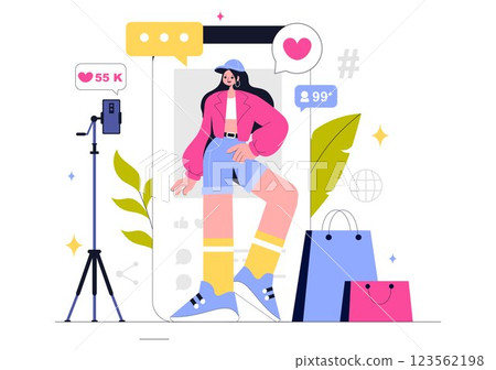 Content Creation Vector Illustration featuring Digital Marketing Copywriting, Social Media Engagement, Content Customization and Community Interaction Content Creation Vector Illustration featuring Digital Marketing Copywriting, Social Media Engagement, Content Customization and Community Interaction 123562198