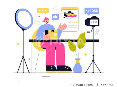 Content Creation Vector Illustration featuring Digital Marketing Copywriting, Social Media Engagement, Content Customization and Community Interaction 123562200