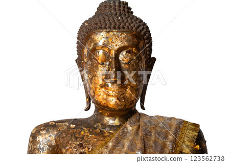 The gilded buddha against isolated white background. The gilded buddha against isolated white background. 123562738