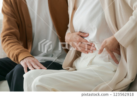 A sick wife and a worried husband (no face) 123562918