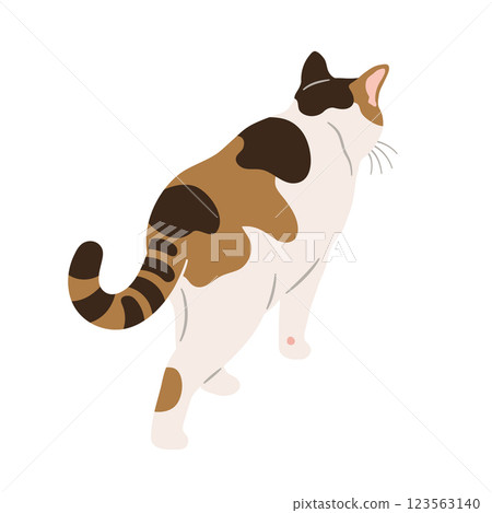 Illustration of a walking calico cat 123563140