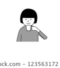 Illustration of a woman holding a mug 123563172