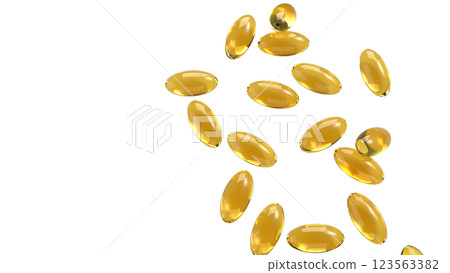 The Yellow pill for Fish oil or Heathy concept 3d Rendering. 123563382