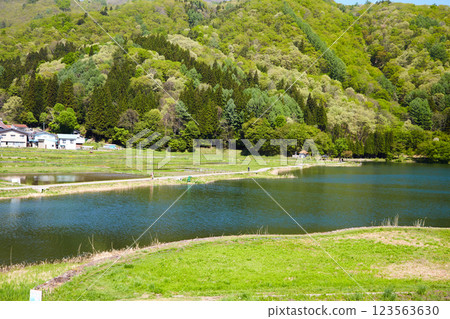 Lake Nakanishi in spring Lake Nakanishi in spring 123563630