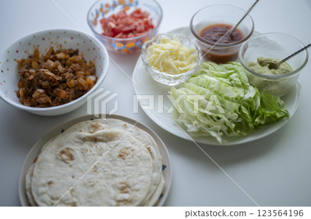 Mexican food classic tacos 123564196
