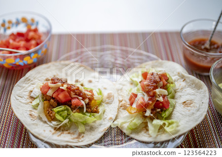 Mexican food classic tacos 123564223