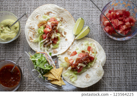 Mexican food classic tacos 123564225