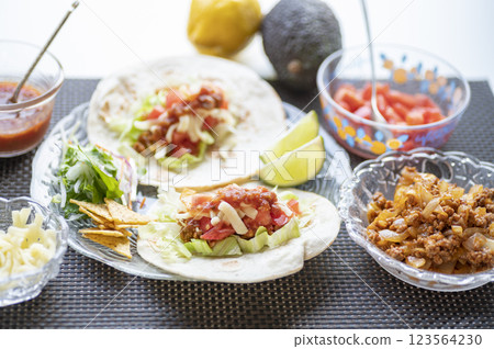 Mexican food classic tacos 123564230