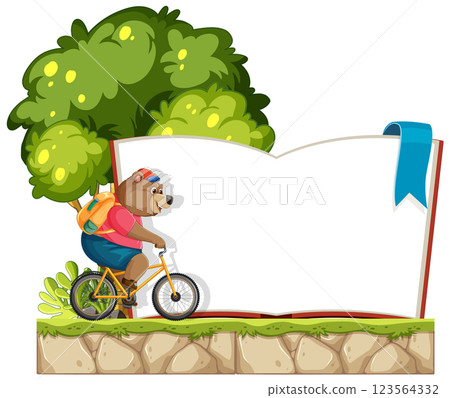Bear Riding Bicycle by Open Book Bear Riding Bicycle by Open Book 123564332