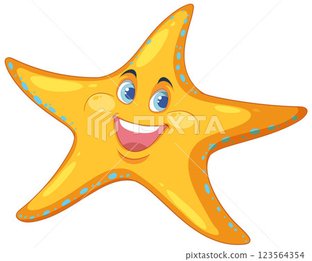 Cheerful Starfish Cartoon Illustration Cheerful Starfish Cartoon Illustration 123564354