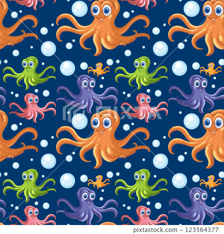 Colorful Octopus Underwater Pattern Colorful Octopus Underwater Pattern 123564377