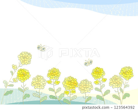 強姦花朵和蝴蝶的背景插圖 123564392