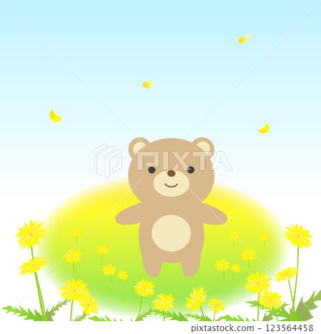 蒲公英田裡的一隻可愛熊的插圖 123564458